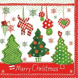 20 Servietten - 33 x 33 cm FELT ELEMENTS RED,  Weihnachten - Baumschmuck,  Weihnachten - Weihnachtsbaum,  Weihnachten,  lunchservietten