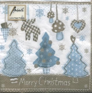 20 Servietten - 33 x 33 cm FELT ELEMENTS FROZEN,  Weihnachten - Weihnachtsbaum,  Weihnachten,  lunchservietten