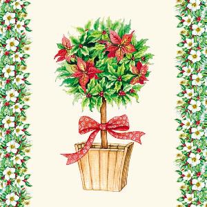 20 Servietten - 33 x 33 cm POINTSETTA TREE,  Weihnachten - Weihnachtsstern,  Blumen - Christrosen,  Weihnachten,  lunchservietten