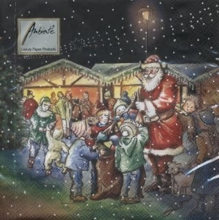 20 Servietten - 33 x 33 cm SANTA PRESENTS,  Winter - Schnee,  Menschen - Kinder,  Weihnachten - Weihnachtsmann,  Weihnachten,  lunchservietten
