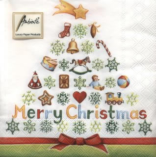 20 Servietten - 33 x 33 cm X-MAS EMBROIDERY,  Weihnachten - Weihnachtsbaum,  Sonstiges - Schriften,  Weihnachten,  lunchservietten