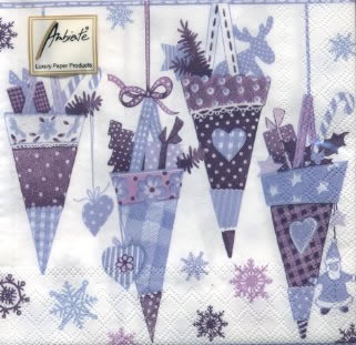 20 Servietten - 33 x 33 cm CHRISTMAS SURPRISE LILA,  Weihnachten - Baumschmuck,  Winter - Kristalle / Flocken,  Weihnachten,  lunchservietten