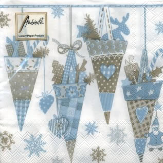 20 Servietten - 33 x 33 cm CHRISTMAS SURPRISE FROZEN,  Winter - Kristalle / Flocken,  Weihnachten - Baumschmuck,  Weihnachten,  lunchservietten