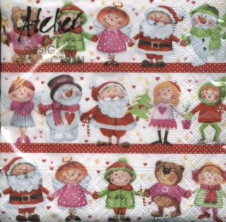 20 Servietten - 25 x 25 cm X-mas Family,  Weihnachten - Weihnachtsmann,  Winter - Schneemänner,  Weihnachten,  cocktail servietten