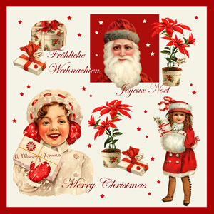 20 Servietten - 33 x 33 cm Rotbäckchen,  Menschen - Personen,  Weihnachten - Weihnachtsmann,  Weihnachten - Weihnachtsstern,  Weihnachten,  lunchservietten