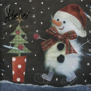 20 Servietten - 33 x 33 cm Frosty Friend,  Weihnachten - Weihnachtsbaum,  Winter - Schneemänner,  Weihnachten,  lunchservietten