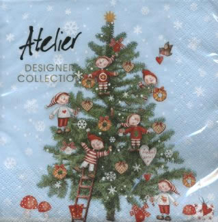 20 Servietten - 33 x 33 cm Wichtelweihnacht,  Winter - Kristalle / Flocken,  Weihnachten - Weihnachtsbaum,  Weihnachten,  lunchservietten