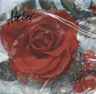 20 Servietten - 33 x 33 cm Rose im Schnee,  Winter - Schnee,  Blumen - Rosen,  Weihnachten,  lunchservietten