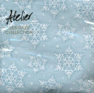 20 Servietten - 33 x 33 cm Malmö, eisblau,  Winter - Kristalle / Flocken,  Weihnachten,  lunchservietten