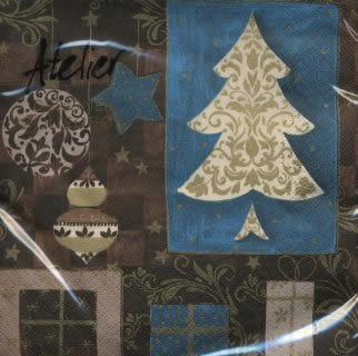 20 Servietten - 33 x 33 cm Barockbaum, braun,  Weihnachten - Weihnachtsbaum,  Weihnachten - Baumschmuck,  Weihnachten,  lunchservietten