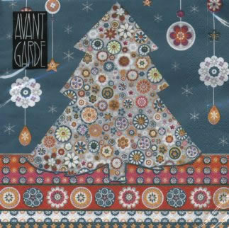 20 Servietten - 33 x 33 cm Oriental Tree, petrol,  Weihnachten - Baumschmuck,  Weihnachten - Weihnachtsbaum,  Weihnachten,  lunchservietten