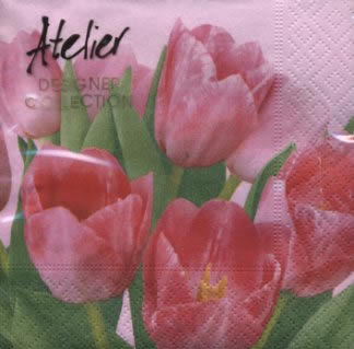 20 Servietten - 25 x 25 cm Tulpenmarkt, rosa,  Blumen -  Sonstige,  Blumen - Tulpen,  Blumen,  Frühjahr,  cocktail servietten