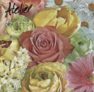 20 Servietten - 25 x 25 cm Marie Claire, Blumen - Magariten,  Blumen -  Sonstige,  Blumen - Rosen,  Blumen,  Sommer,  cocktail servietten