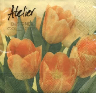 20 Servietten - 25 x 25 cm Tulpenmarkt, orange,  Blumen -  Sonstige,  Blumen - Tulpen,  Blumen,  Frühjahr,  cocktail servietten