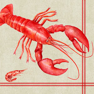 20 Servietten - 33 x 33 cm Lobster,  Essen - Krebse / Krabben,  Everyday,  lunchservietten,  Hummer,  Gambas