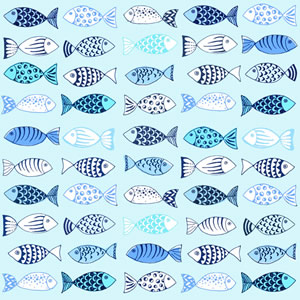 20 Servietten - 33 x 33 cm Many Fishes,  Tiere - Fische,  Sommer,  lunchservietten