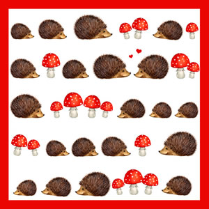 20 Servietten - 33 x 33 cm Igelwanderung,  Tiere - Igel,  Früchte - Pilze,  Herbst,  lunchservietten
