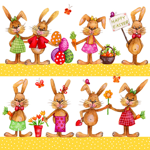 20 Servietten - 33 x 33 cm Hasenfreunde,  Ostern - Hasen,  Ostern,  lunchservietten
