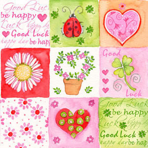 20 Servilletas - 33 x 33 cm Glücksboten, Los eventos - el amor,  Las plantas - el trébol,  Las flores - otro,  Otro - las escrituras,  Primavera,  comida servilletas