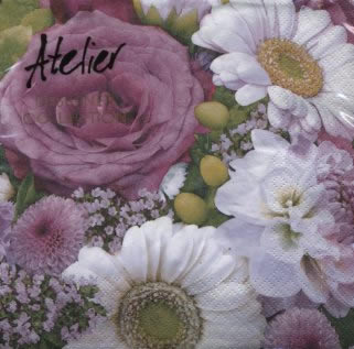 20 Servietten - 33 x 33 cm Purple Garden, Blumen - Rosen,  Blumen -  Sonstige,  Blumen - Magariten,  Blumen,  Sommer,  lunchservietten