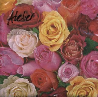 20 Servietten - 33 x 33 cm Summer Roses,  Blumen -  Sonstige,  Blumen - Rosen,  Blumen,  Sommer,  lunchservietten