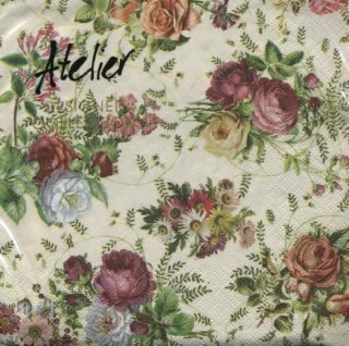 20 Servietten - 33 x 33 cm Amalie, vanille,  Blumen -  Sonstige,  Blumen - Rosen,  Blumen,  Sommer,  lunchservietten