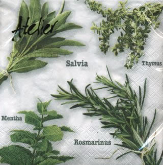 20 Servietten - 33 x 33 cm Gartenkräuter,  Essen -  Sonstiges,  Pflanzen - Küchenkräuter,  Essen - Gewürze,  Everyday,  lunchservietten