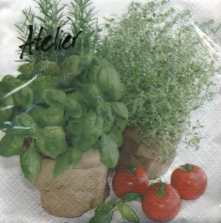 20 Servietten - 33 x 33 cm Meine Kräuter, Regionen - Mediteran,  Gemüse - Tomaten,  Pflanzen - Küchenkräuter,  Essen - Gewürze,  Sommer,  lunchservietten