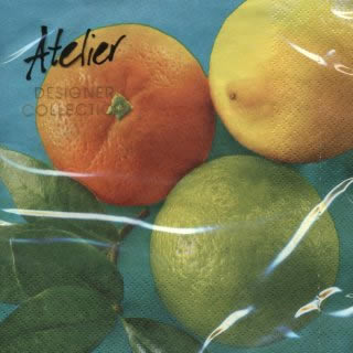 20 Servietten - 33 x 33 cm Tropic Fruit,  Früchte -  Sonstige,  Früchte - Südfrüchte,  Sommer,  lunchservietten,  Orangen, Limetten