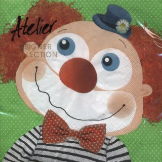 20 Servietten - 33 x 33 cm August,  Sonstiges - Comic / Ulk,  Ereignisse - Geburtstag,  Everyday,  lunchservietten,  Clown