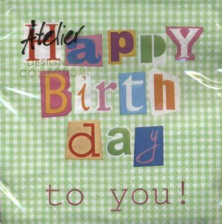 20 Servietten - 33 x 33 cm B-Day, grün,  Ereignisse - Geburtstag,  Sonstiges - Schriften,  Ereignisse,  Everyday,  lunchservietten