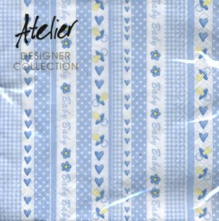 20 Servietten - 33 x 33 cm Baby Stripe, hellblau, Menschen - Babys,  Ereignisse -  Sonstige,  Blumen,  Ereignisse - Geburt,  Everyday,  lunchservietten