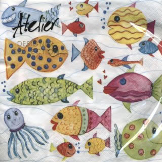 20 Servietten - 33 x 33 cm Funny Sea,  Tiere -  Sonstige,  Tiere - Fische,  Regionen - Strand / Meer -  Sonstige,  Everyday,  lunchservietten