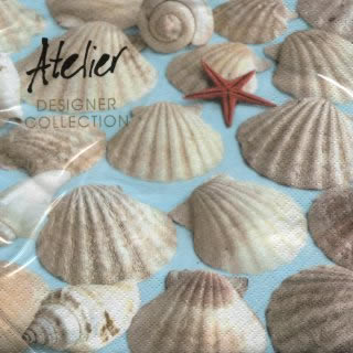 20 Servietten - 33 x 33 cm Muschelsuche,  Regionen - Strand / Meer -  Sonstige,  Regionen - Strand / Meer - Muscheln,  Sommer,  lunchservietten