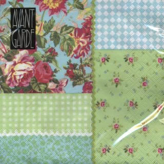 20 Servietten - 33 x 33 cm Rosie Mix, türkis, Sonstiges - Muster,  Blumen -  Sonstige,  Blumen - Rosen,  Blumen,  Sommer,  lunchservietten