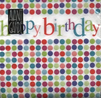 20 Servietten - 33 x 33 cm Birthday Dots,  Sonstiges - Muster,  Sonstiges - Schriften,  Ereignisse - Geburtstag,  Everyday,  lunchservietten