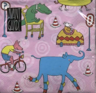 20 Servietten - 33 x 33 cm On the Road, rosa,  Tiere -  Sonstige,  Sonstiges - Comic / Ulk,  Everyday,  lunchservietten