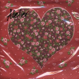 20 Servietten - 33 x 33 cm Herzblatt,  Ereignisse - Liebe,  Blumen - Rosen,  Everyday,  lunchservietten,  Herzen