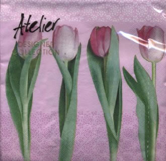 20 Servietten - 33 x 33 cm Tulpenquartett,  Blumen - Tulpen,  Frühjahr,  lunchservietten