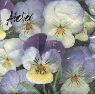 20 Servietten - 33 x 33 cm Vivien,  Blumen - Stiefmütterchen,  Frühjahr,  lunchservietten