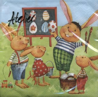 20 Servietten - 33 x 33 cm Hasenschule,  Ostern - Ostereier,  Ostern - Hasen,  Ostern,  lunchservietten