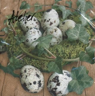 20 Servietten - 33 x 33 cm Naturnest,  Pflanzen - Efeu,  Ostern - Ostereier,  Ostern,  lunchservietten