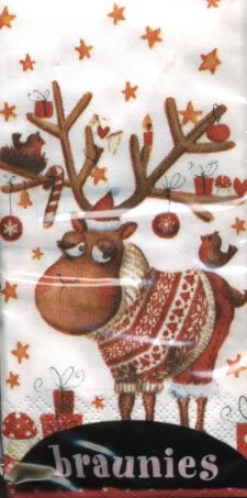 10 bedruckte Taschentücher Happy Deer,  Weihnachten,  bedruckte papiertaschentücher