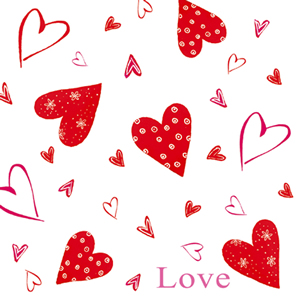 20 Servietten - 33 x 33 cm ,  Sonstiges - Schriften,  Ereignisse - Liebe,  Everyday,  lunchservietten,  Herzen