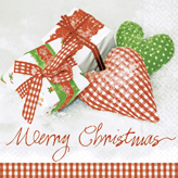 20 Servietten - 25 x 25 cm checkered xmas,  Weihnachten - Geschenke,  Sonstiges - Schriften,  Weihnachten,  cocktail servietten,  Herzen