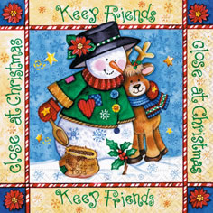 20 Servietten - 25 x 25 cm keep friends,  Tiere - Rentiere,  Winter - Schneemänner,  Sonstiges - Schriften,  Winter,  cocktail servietten