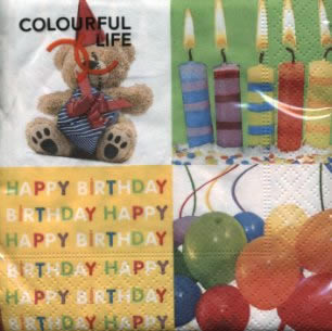 20 Servietten - 25 x 25 cm ,  Spielsachen - Stofftiere,  Weihnachten - Kerzen,  Ereignisse - Geburtstag,  Everyday,  cocktail servietten