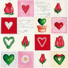 20 Servietten - 25 x 25 cm ,  Sonstiges - Schriften,  Ereignisse - Liebe,  Blumen - Rosen,  Everyday,  cocktail servietten,  Herzen