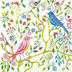 20 Servietten - 25 x 25 cm magical birds,  Tiere - Vögel,  Sonstiges -  Sonstiges,  Blumen -  Sonstige,  Frühjahr,  cocktail servietten