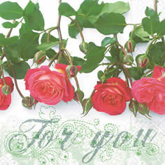 20 Servietten - 25 x 25 cm ,  Sonstiges - Schriften,  Blumen - Rosen,  Sommer,  cocktail servietten